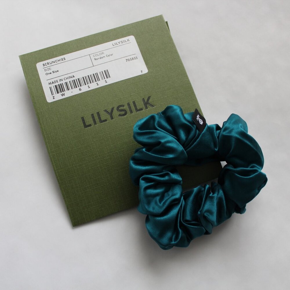 LILYSILK Dark Teal 100% Pure Mulberry Silk Scrunchie Hair Accessory